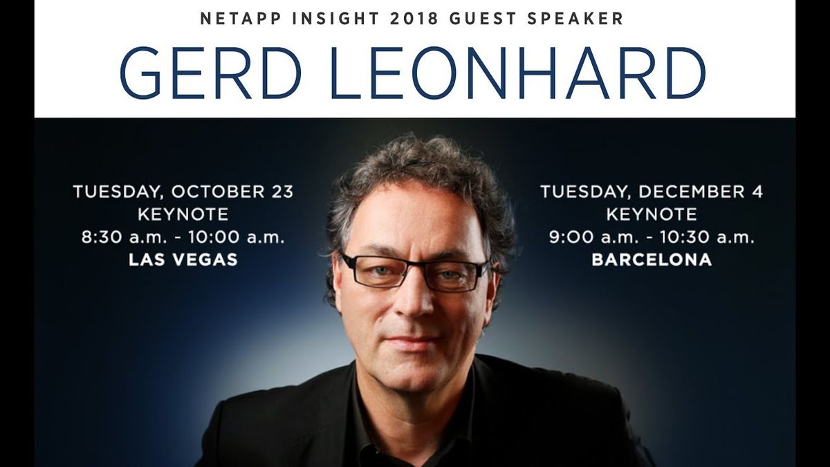 (145) Futurist Keynote Speaker Gerd Leonhard at Netapp Insight 2018 Barcelona: Data-Driven + Human …