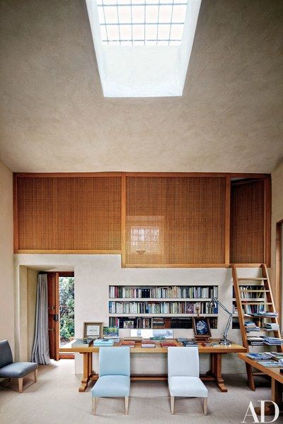 The Kiosk features a skylit private office and sleeping loft the linenclad chairs and hazelwood tab…