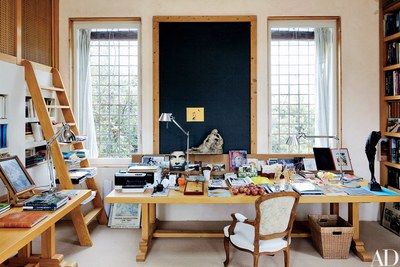 A Louis XVstyle chair stands at Caruncho's desk the 17thcentury Italian sculpture in front of the b…