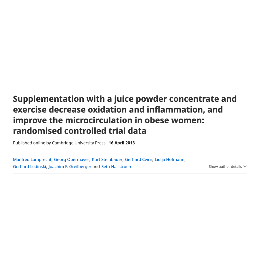Supplementation with a Juice Powder Concentrate