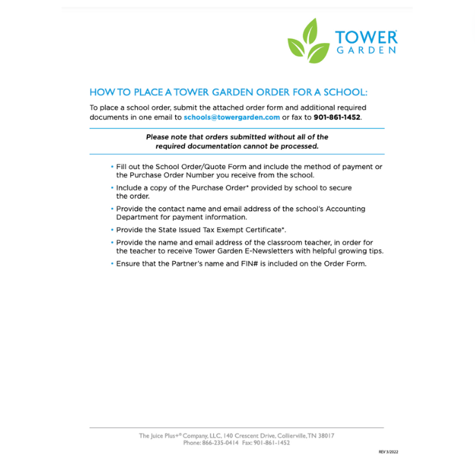 TG - How to Place a School Order
