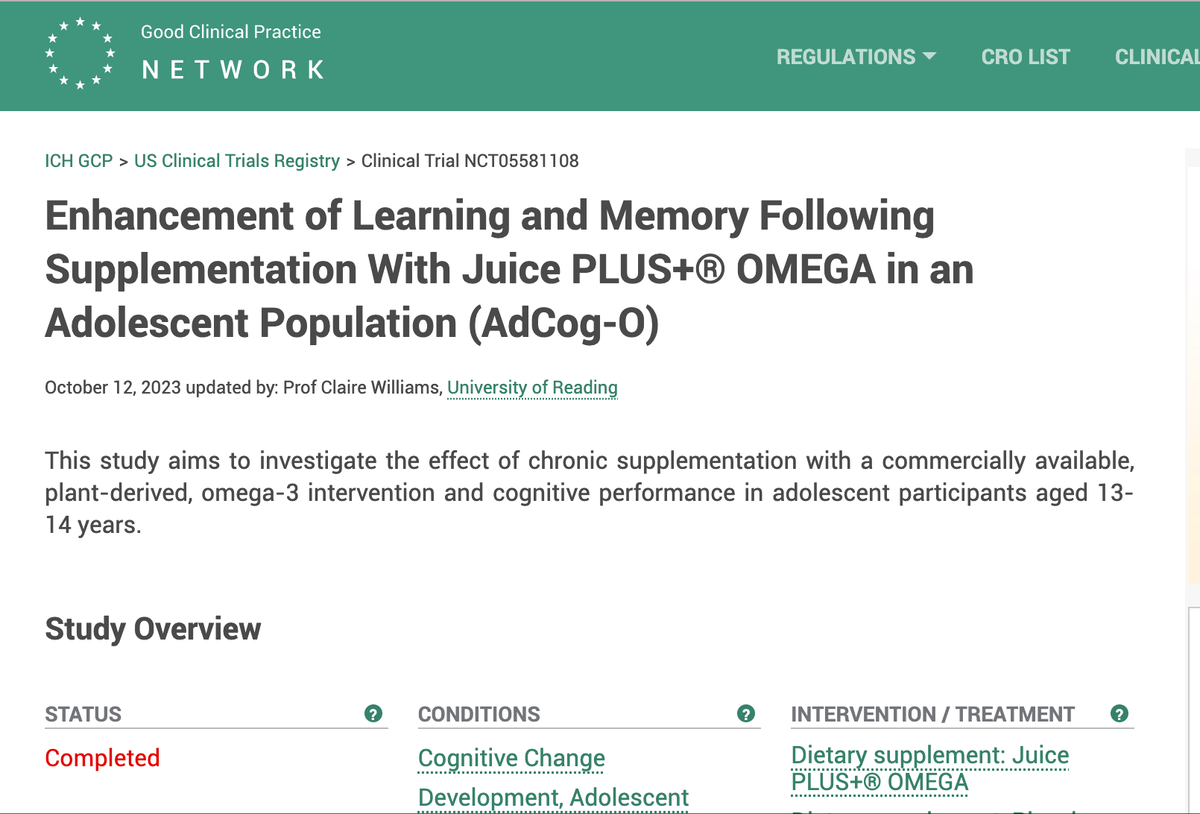 Juice Plus+ Omega Research in Adolescents