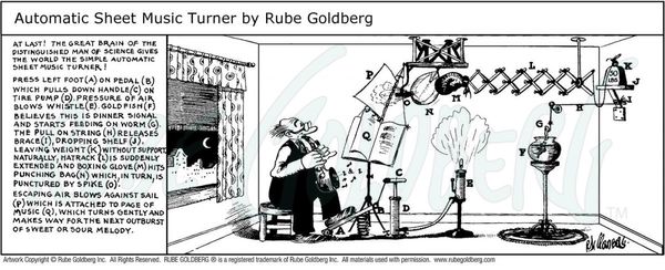 Automatic Sheet Music Turner – Rube Goldberg