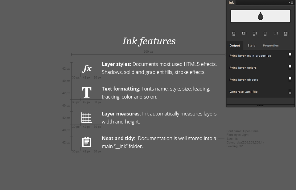Ink. Specs for your Photoshop Layers