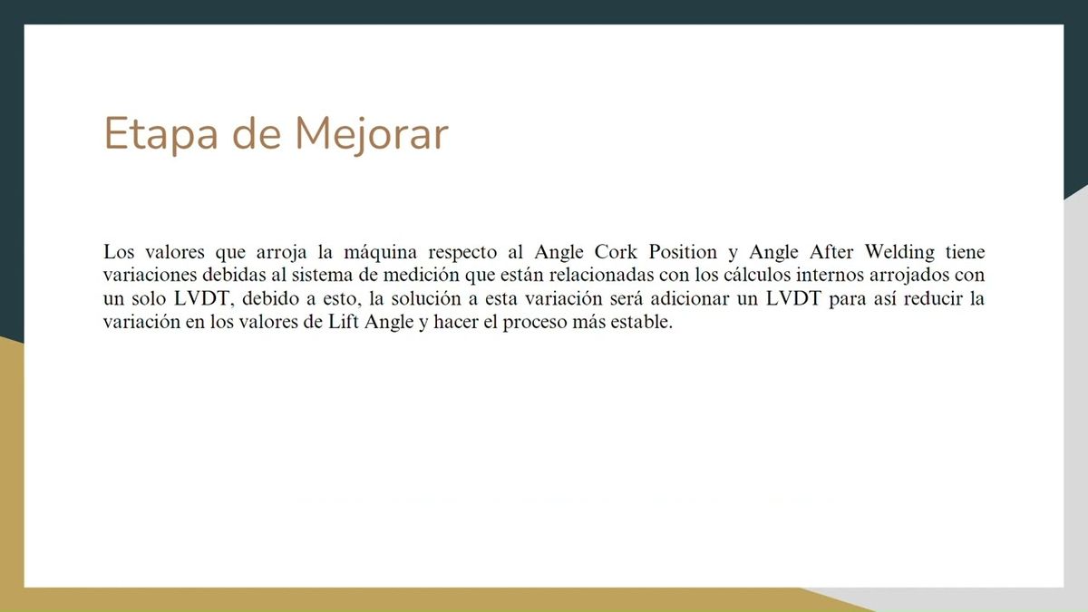 CYA196 - Disminución de Variación en Lift Angle y Scrap mediante Herramientas de Lean Six Sigma