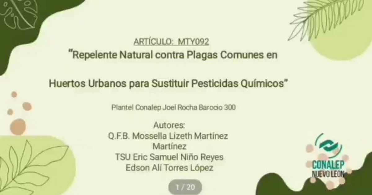 MTY092 - Repelente Natural contra Plagas Comunes en Huertos Urbanos para Sustituir Pesticidas Quí…