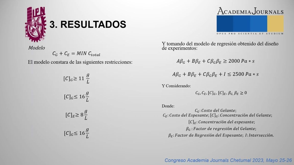 CHM209 - Análisis del Diseño de una Formulación de un Gel Refrigerante con un Modelo Matemático