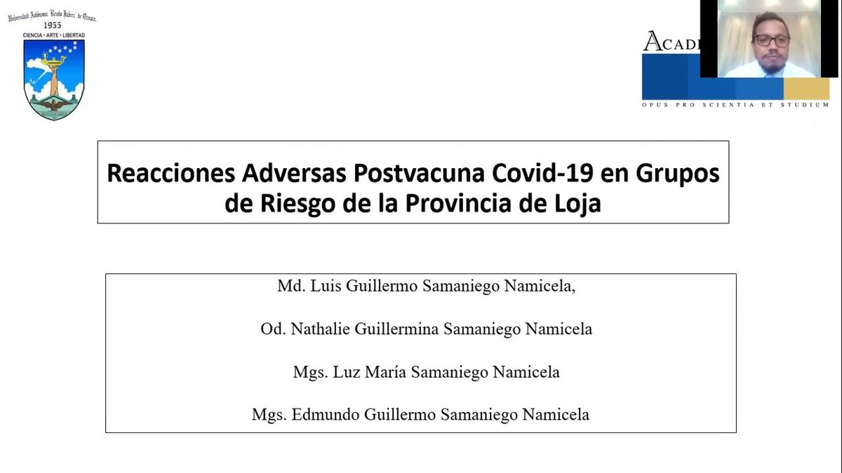 OXA136 - Reacciones Adversas Postvacuna Covid-19 en Grupos de Riesgo de la Provincia de Loja