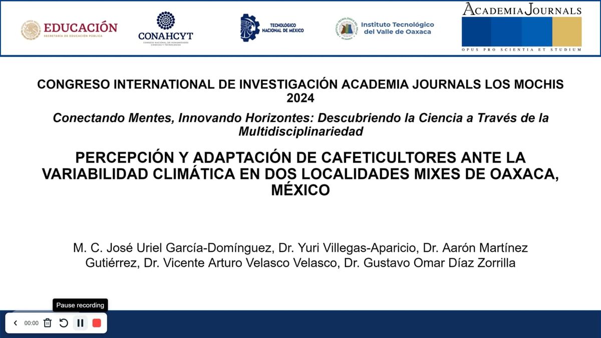 MCH061 - Percepción y Adaptación de Cafeticultores ante la Variabilidad Climática en dos Localid…