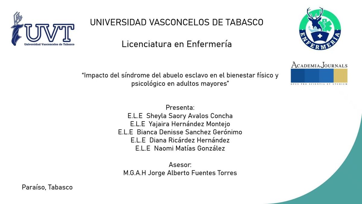 ABR004- Impacto del Síndrome del Abuelo Esclavo en el Bienestar Físico y Psicológico en Adultos …