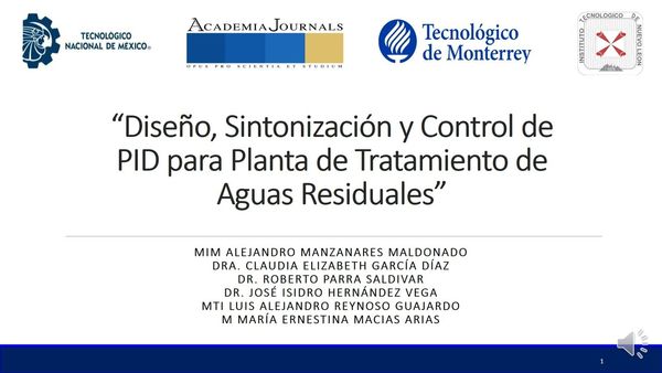 MTY084 - Diseño, Sintonización y Control de PID para Planta de Tratamiento de Aguas Residuales