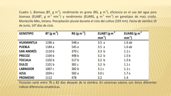 MOR286 - Manejo del Cultivo para una Mayor Eficiencia en el Uso del Agua de Lluvia, Biomasa y Rendi…