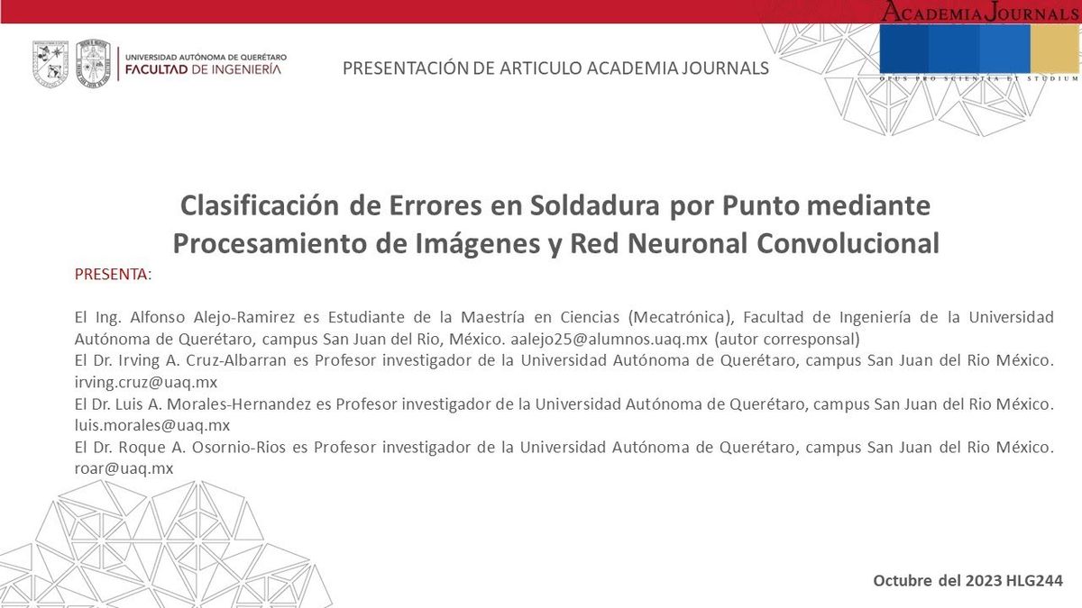 HLG244 - Clasificación de Errores en Soldadura por Punto mediante Procesamiento de Imágenes y Re…