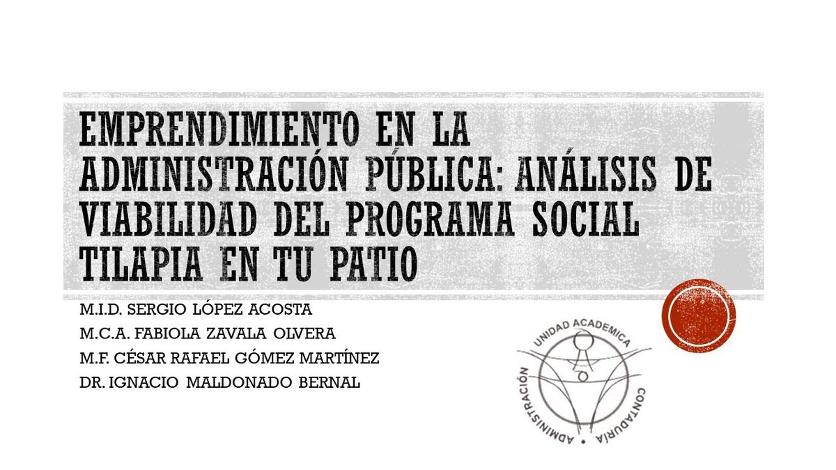 CLY546 - Emprendimiento en la Administración Pública: Análisis de Viabilidad del Programa Social…