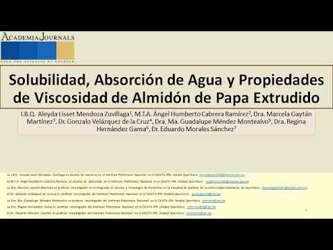 CLY137 - Solubilidad, Absorción de Agua y Propiedades de Viscosidad de Almidón de Papa Extrudido