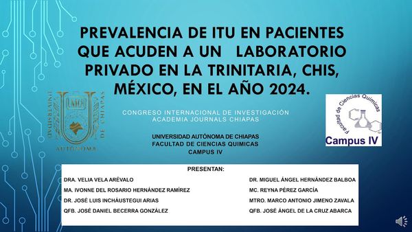 CIP040- Prevalencia de ITU en Pacientes que Acuden a un Laboratorio Privado en la Trinitaria, Chiap…