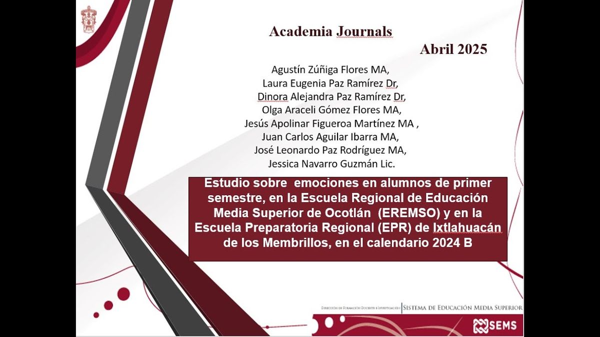 AJA079 - Estudio sobre emociones en alumnos de primer semestre, en la Escuela Regional de Educació…