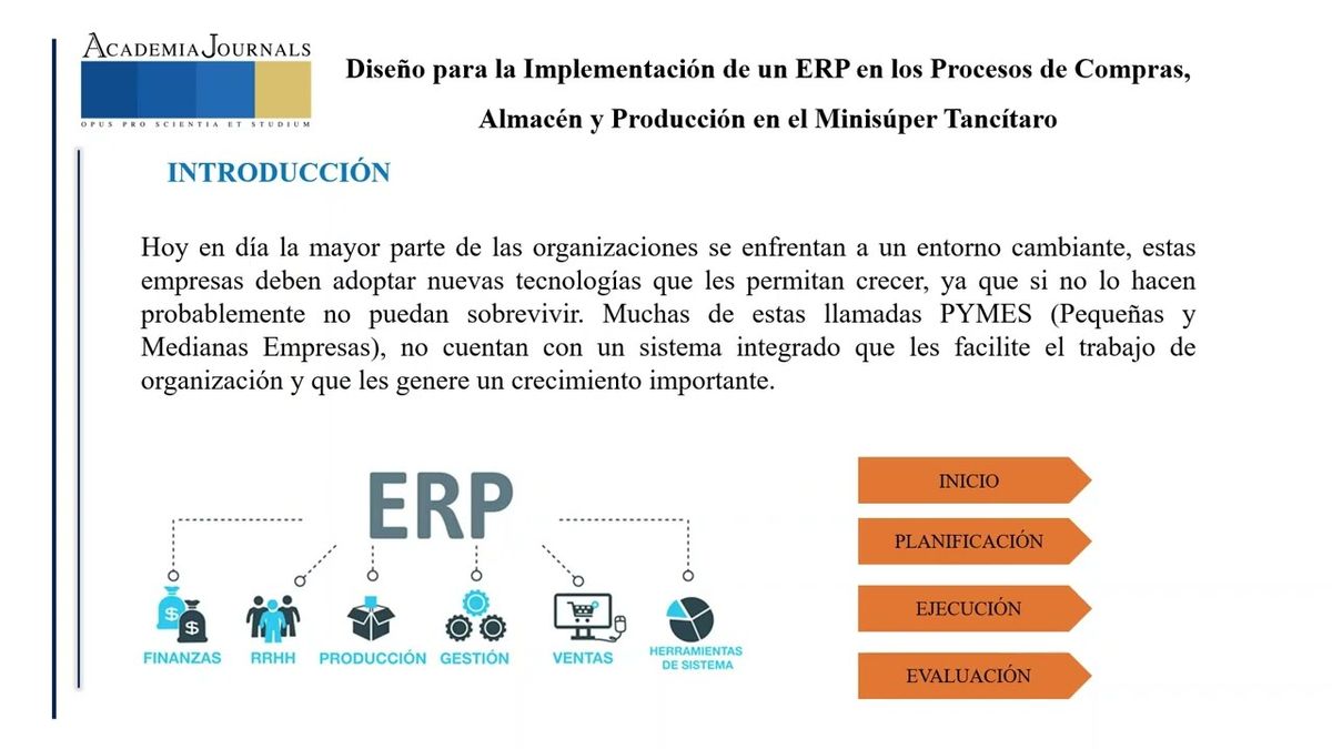 FRS189 - Diseño para la Implementación de un ERP en los Procesos de Compras, Almacén y Producci