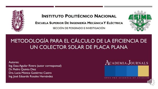 AJA097 - Metodología para el Cálculo de la Eficiencia de un Colector Solar de Placa Plana