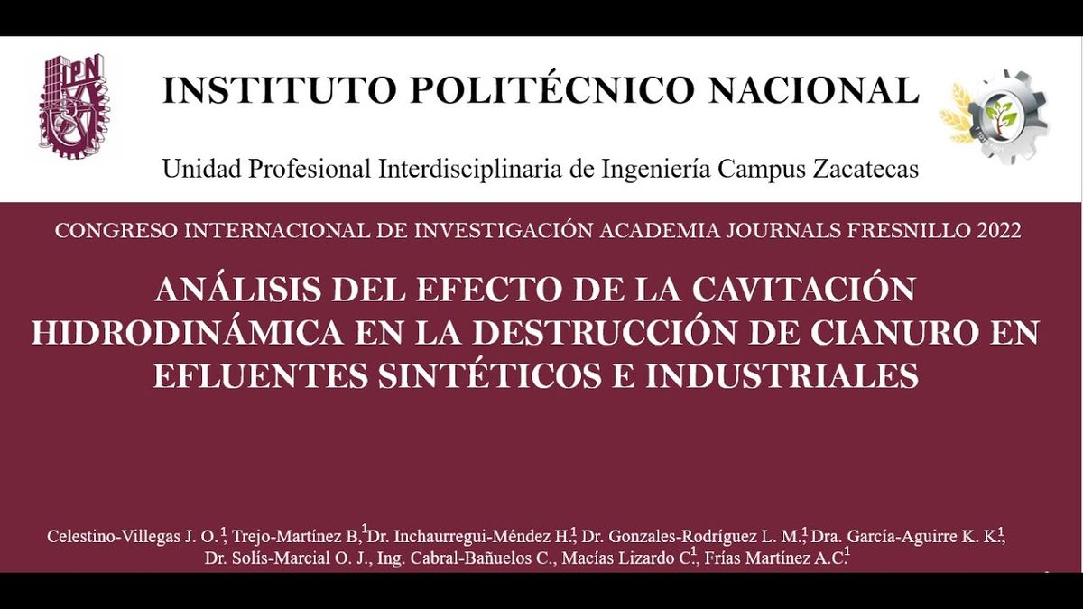 FRS137 - Análisis del Efecto de la Cavitación Hidrodinámica en la Destrucción de Cianuro en Ef…