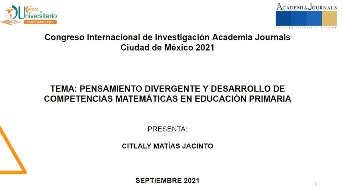 MEX133 - Pensamiento Divergente y Desarrollo de Competencias Matemáticas en Educación Primaria