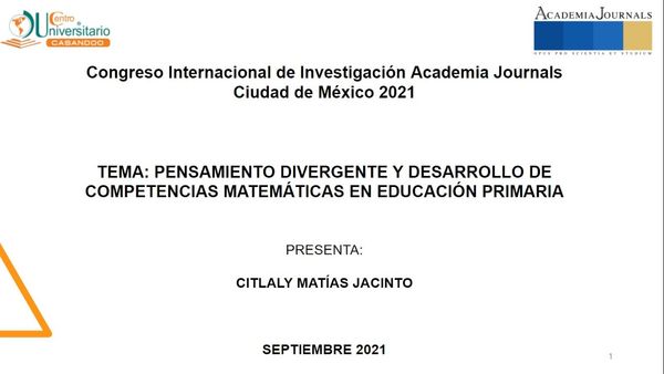 MEX133 - Pensamiento Divergente y Desarrollo de Competencias Matemáticas en Educación Primaria