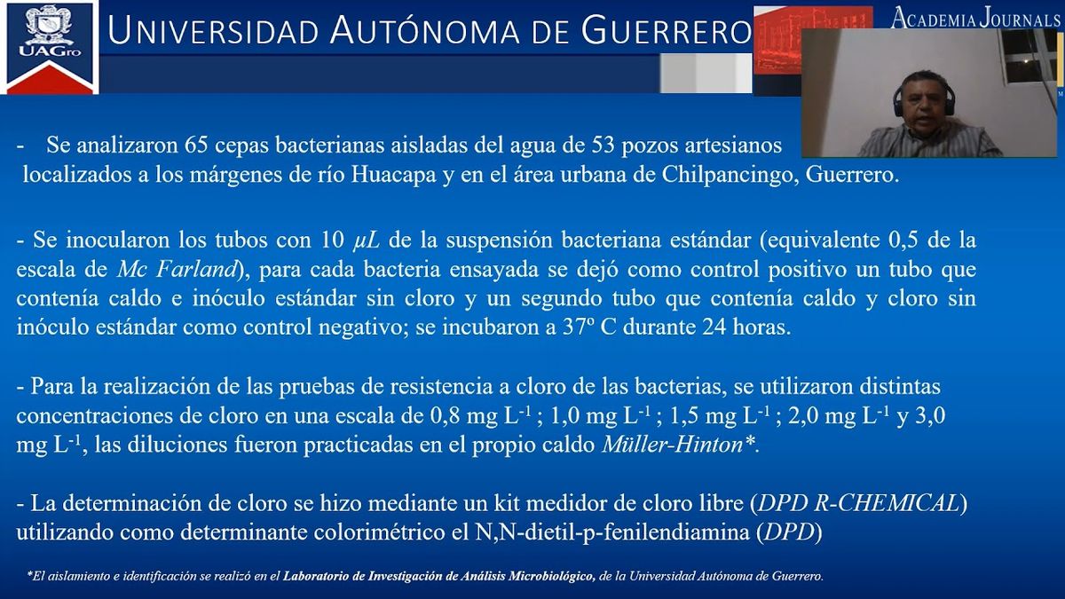 HID215 - Resistencia al Cloro de Cepas Bacterianas Aisladas de Pozos Artesianos en Chilpancingo, Gu…