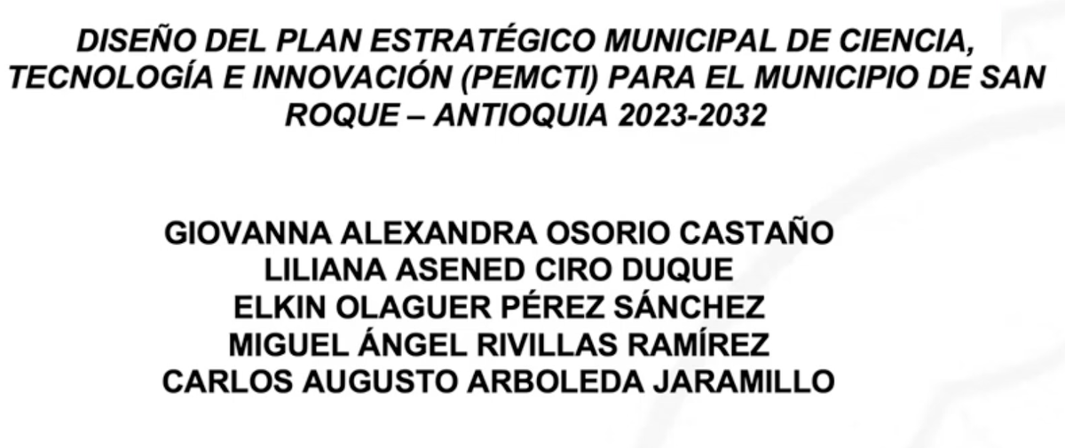 MED435 - Diseño Del Plan Estratégico Municipal De Ciencia, Tecnología E Innovación (Pemcti) Par…