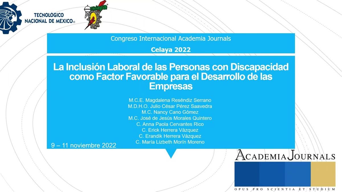 CEL231 - La Inclusión Laboral de las Personas con Discapacidad como Factor Favorable para el Desa…