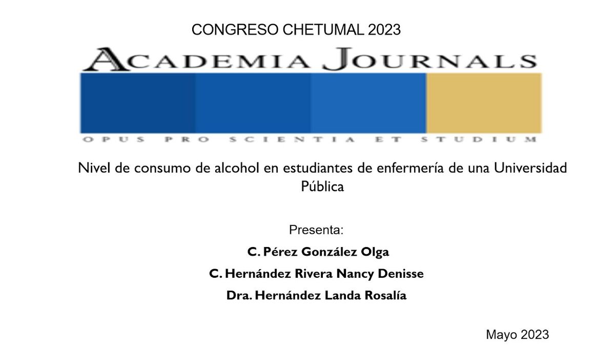 CHM067 - Nivel de Consumo de Alcohol en Estudiantes de Enfermería de una Universidad Pública