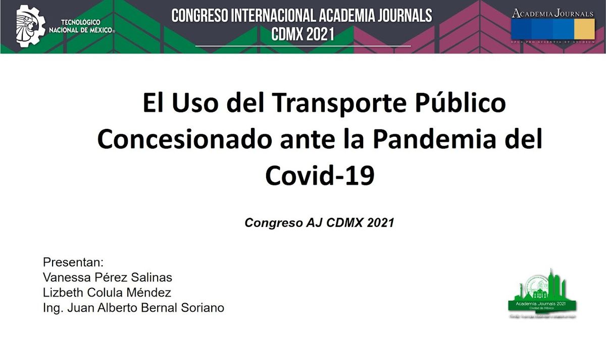 MEX063 - El Uso del Transporte Público Concesionado ante la Pandemia del Covid-19