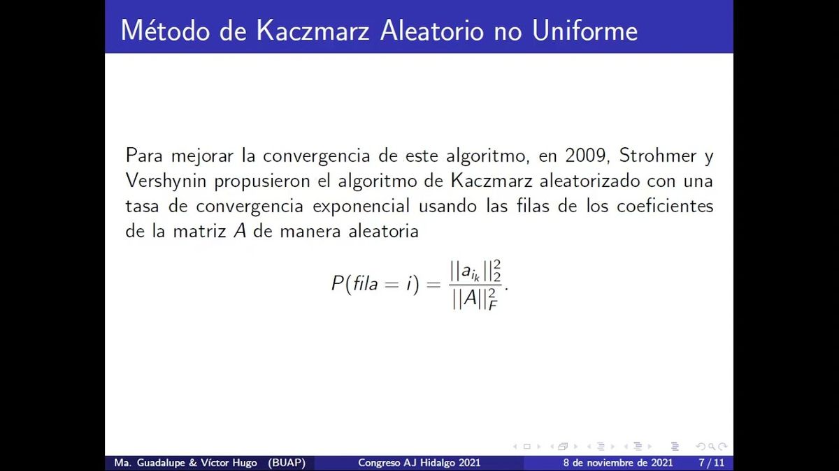 CLY477 - Análisis de Métodos de Kaczmarz Determinista y Algunas Variaciones Aleatorias para la So…