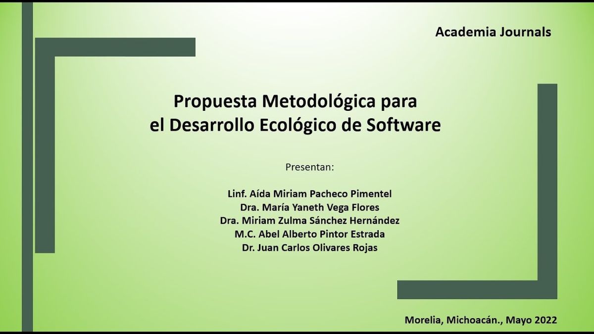 MOR167 - Propuesta Metodológica para el Desarrollo Ecológico de Software