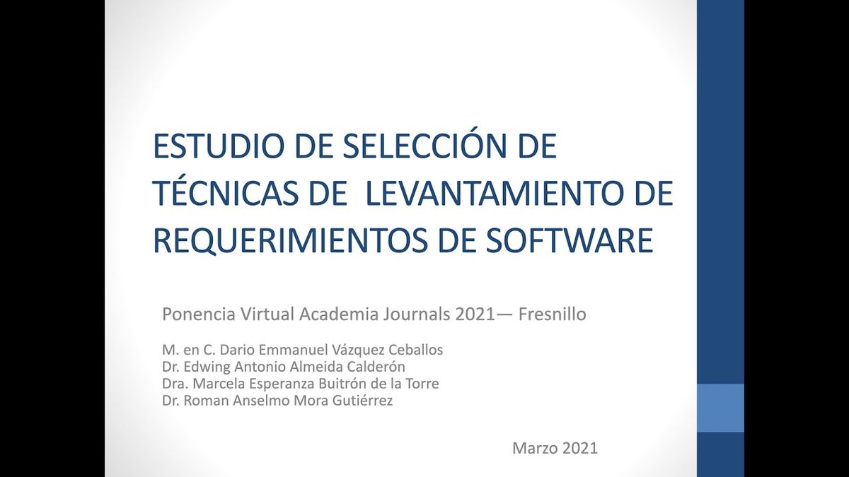 F036 - ESTUDIO DE SELECCIÓN DE TÉCNICAS DE LEVANTAMIENTO DE REQUERIMIENTOS DE SOFTWARE