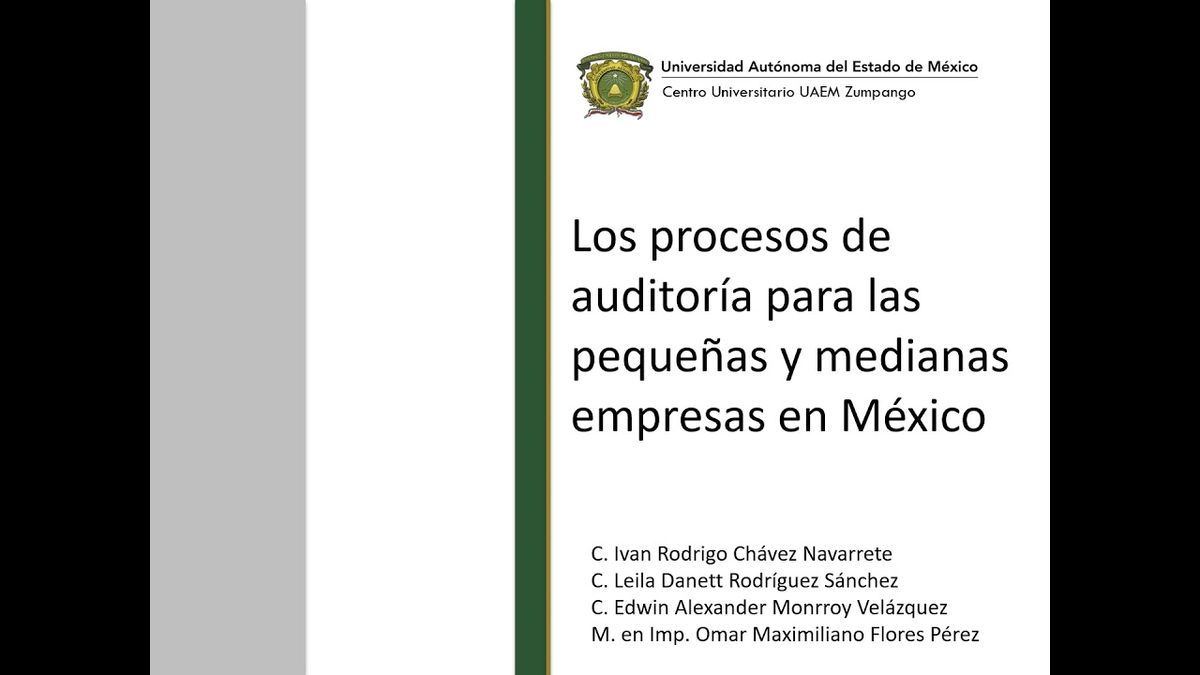 MOR315 - Los Procesos de Auditoría para las Pequeñas y Medianas Empresas en México