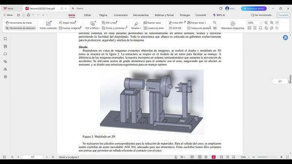 ZTP094 - Innovación al Diseño y Fabricación a una Máquina Ralladora y Despulpadora de Cocos