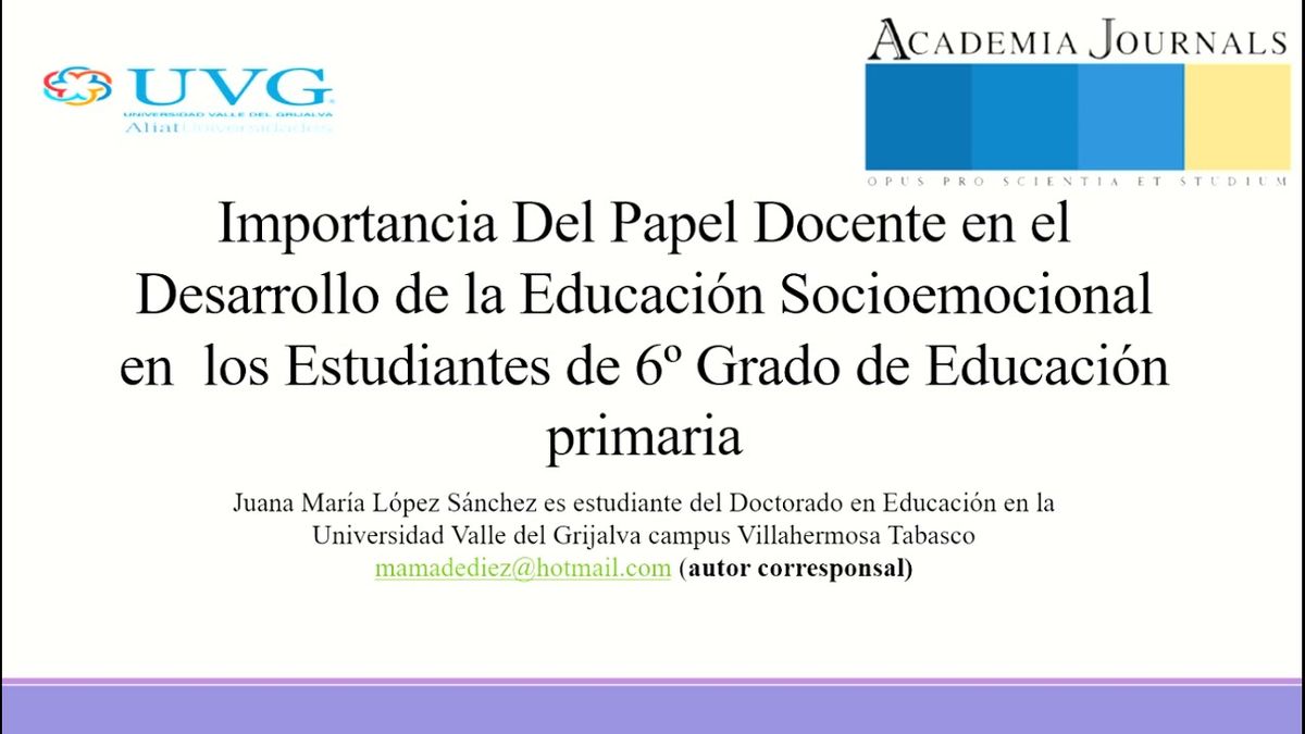 CS083 - Importancia del Papel Docente en el Desarrollo de la Educación Socioemocional en los Estud…