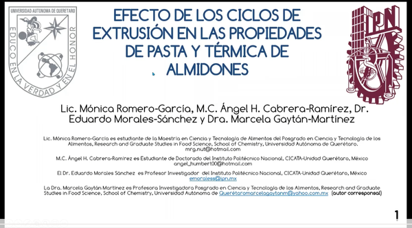 FRS101 - Efecto de los Ciclos de Extrusión en las Propiedades de Pasta y Térmica de Almidones