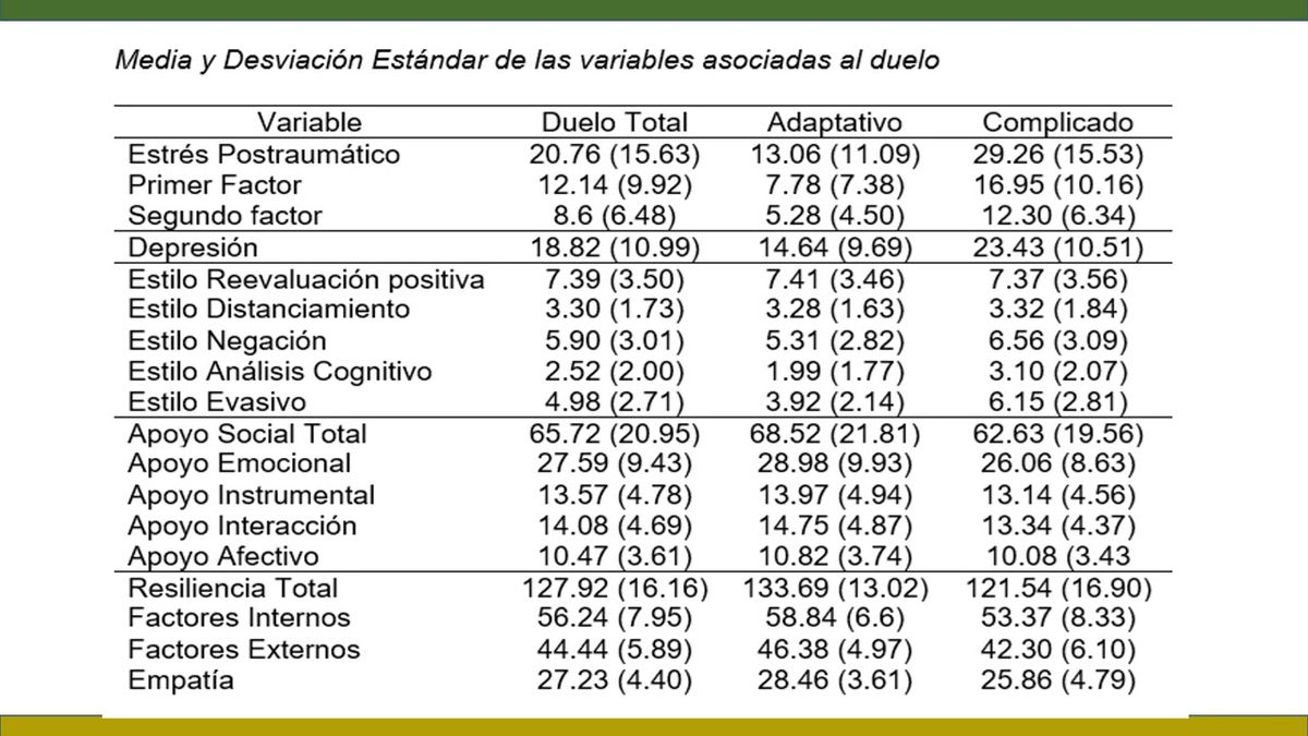 CTM147 - Variables Psicológicas Asociadas al Duelo en Adultos: Análisis Descriptivo