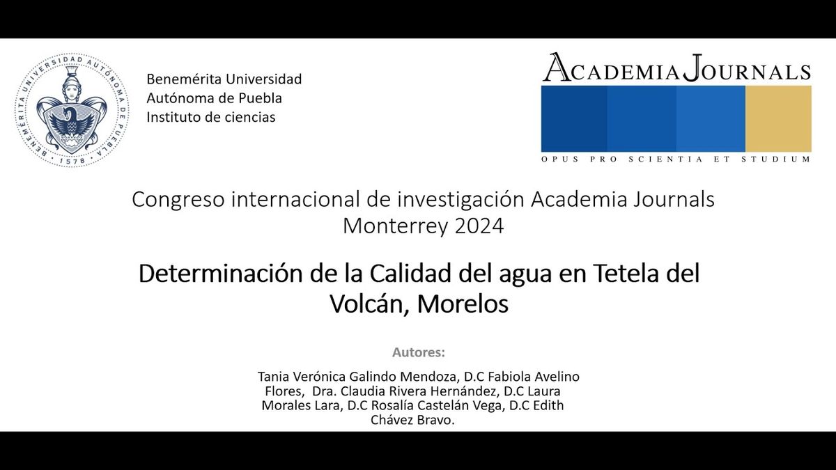 MTR005 - Determinación de la Calidad del Agua en Tetela del Volcán, Morelos