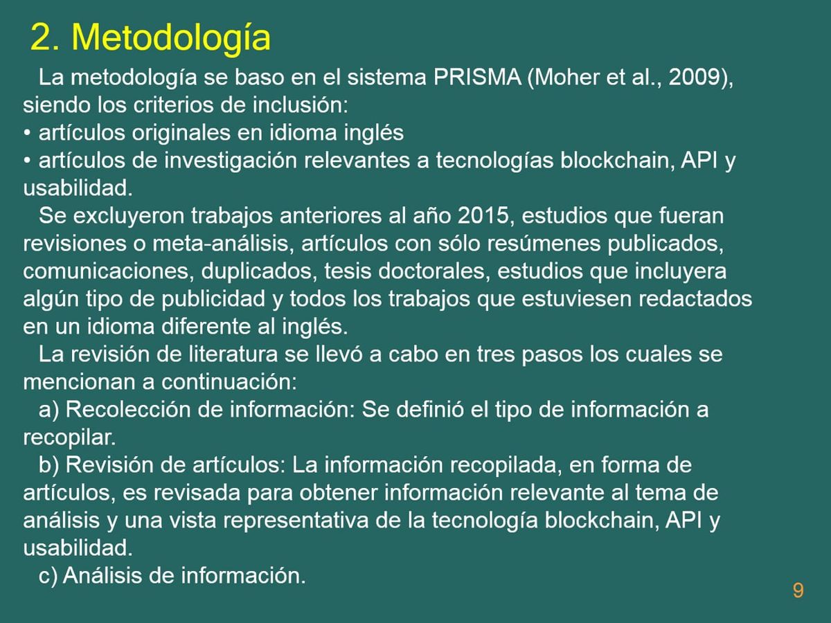 MOR241 - Tecnología Blockchain: Usabilidad, API y su Integración: Revisión Bibliográfica