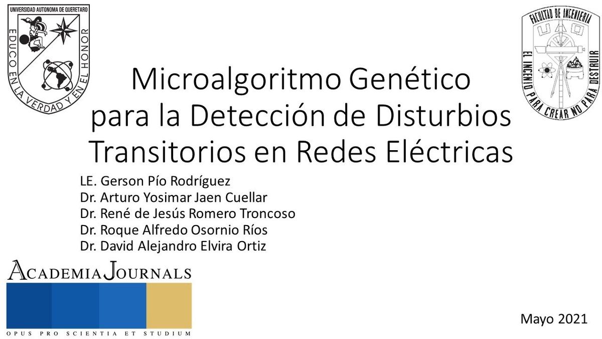 MOR246 - Microalgoritmo Genético para la Detección de Disturbios Transitorios en Redes Eléctricas