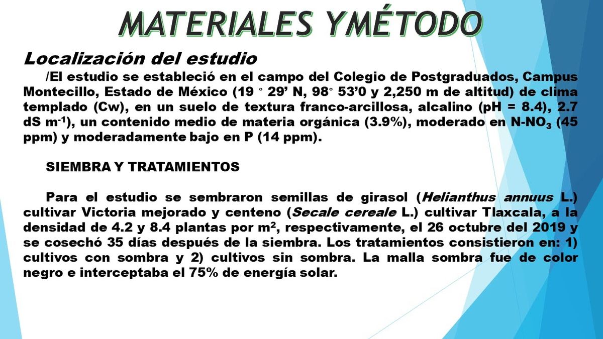 CYA220 - Crecimiento Inicial en Centeno y Girasol en Función del Sombreado