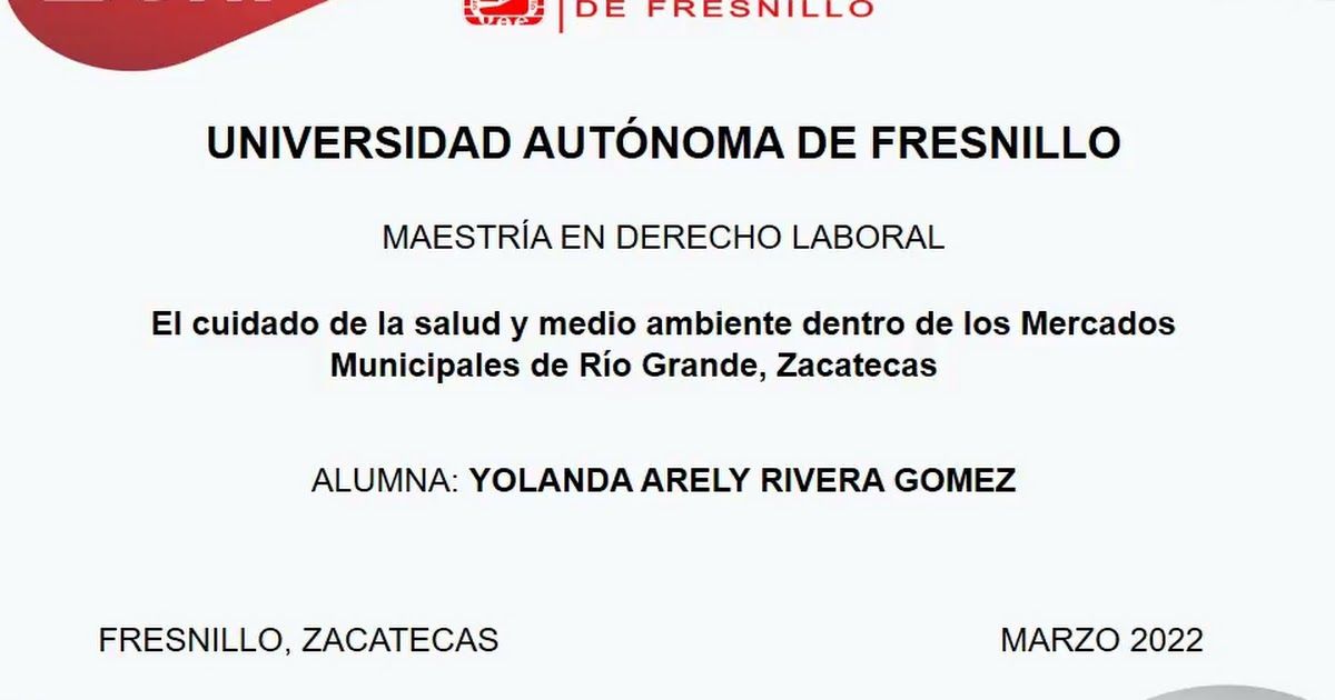 FRS042 - El Cuidado de la Salud y Medio Ambiente dentro de los Mercados Municipales de Río Grande,…