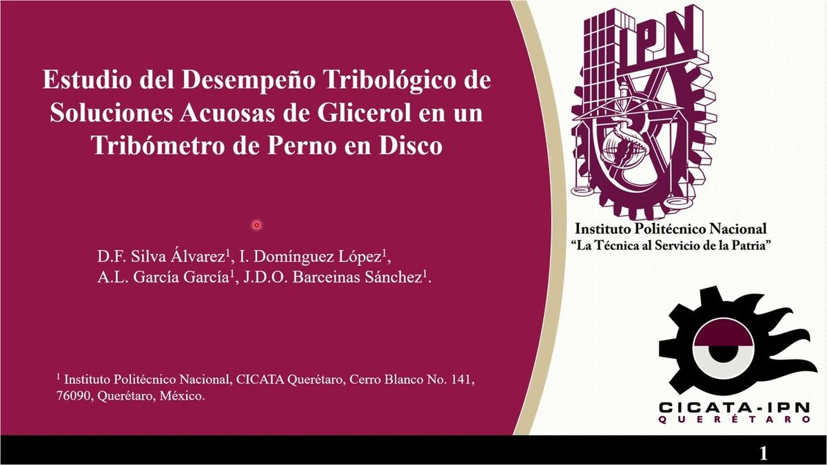 ITP121 - Estudio del Desempeño Tribológico de Soluciones Acuosas de Glicerol en un Tribómetro d…