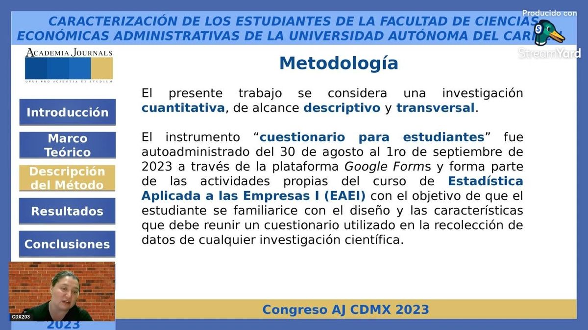 CDX203 - Caracterización de los estudiantes de la Facultad de Ciencias Económicas Administrativa…