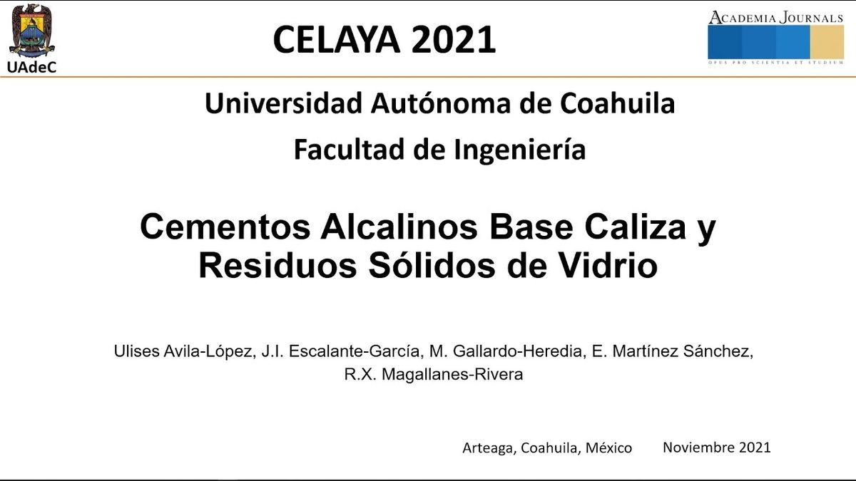 CLY500 - Cementos Alcalinos Base Caliza y Residuos Sólidos de Vidrio