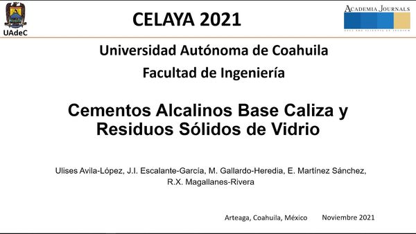 CLY500 - Cementos Alcalinos Base Caliza y Residuos Sólidos de Vidrio