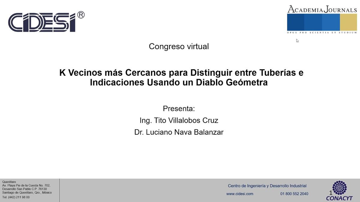 CS098 - K Vecinos más Cercanos para Distinguir entre Tuberías e Indicaciones Usando un Diablo Ge