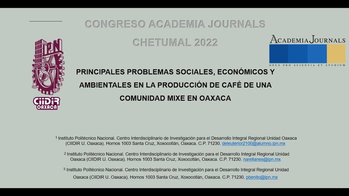 CHE163 - Principales Problemas Sociales, Económicos y Ambientales en la Producción de Café de u…